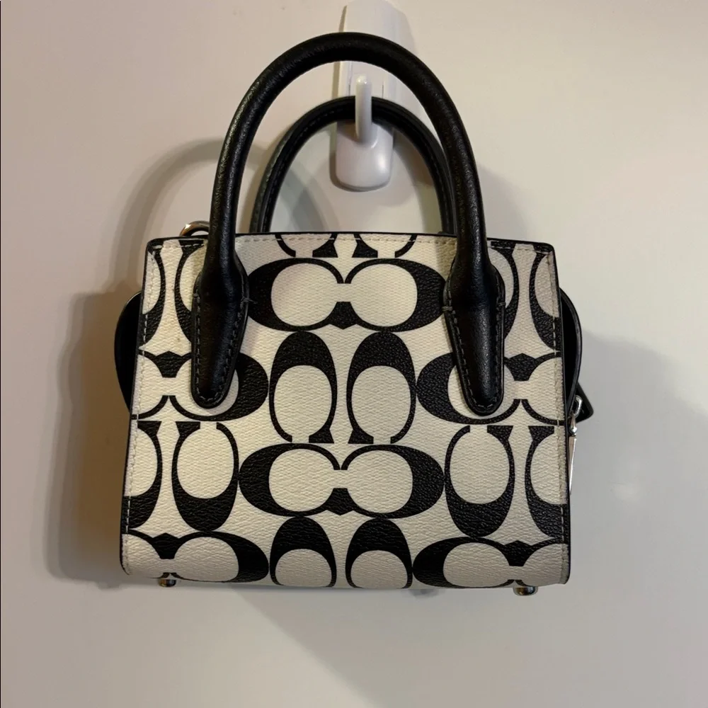 Coach 🌲 Andrea Mini Carryall in Monogram Black and Cream Leather - Picture 3 of 13
